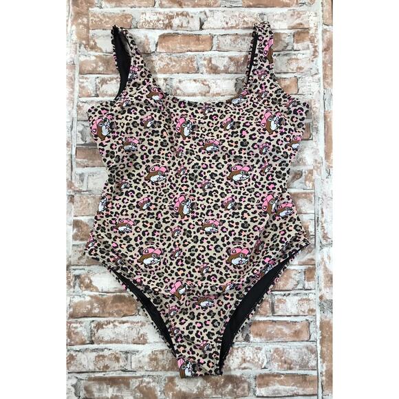 WOMEN'S Bucee's One Piece Swimsuit Leopard Print Beaver Womens SZ SM SWIM BEACH - Picture 1 of 8
